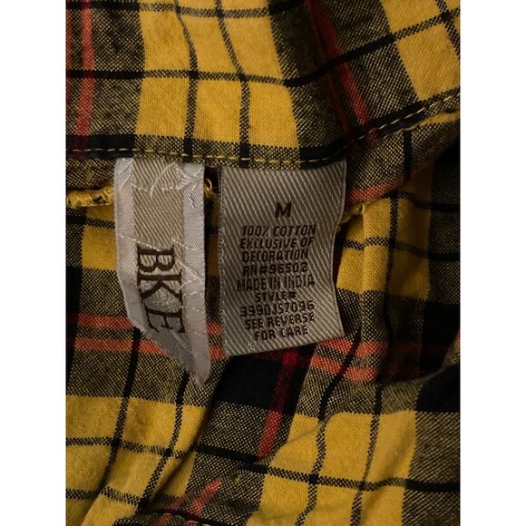 BKE Womens Yellow & Black Plaid Button-Up Shirt With Studded Collar M - Picture 4 of 4